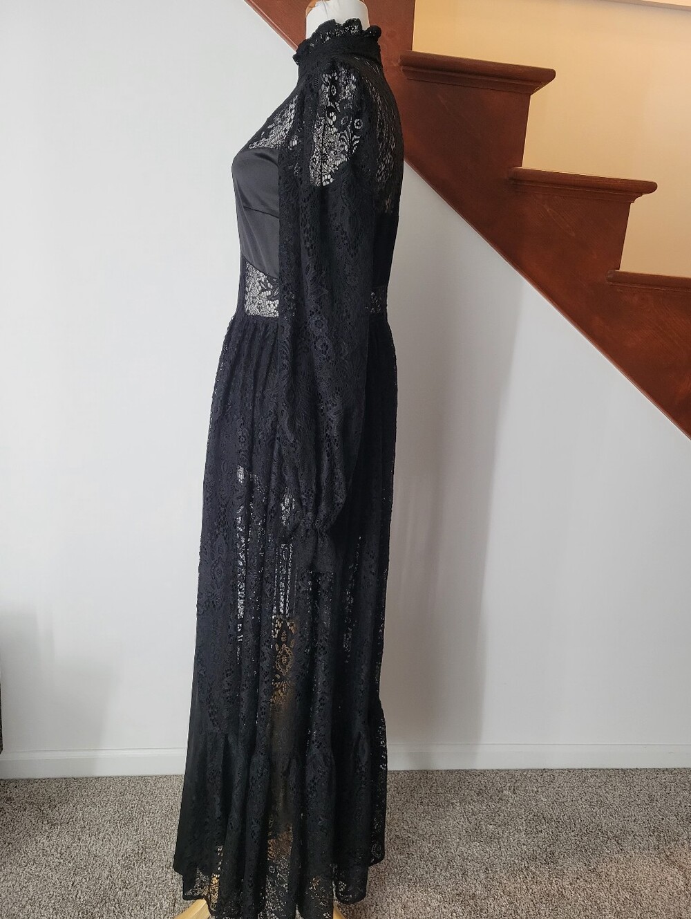 Blackmilk All Black Lace High Neck Cross Inlay Dress Size 10 M - Picture 6 of 7
